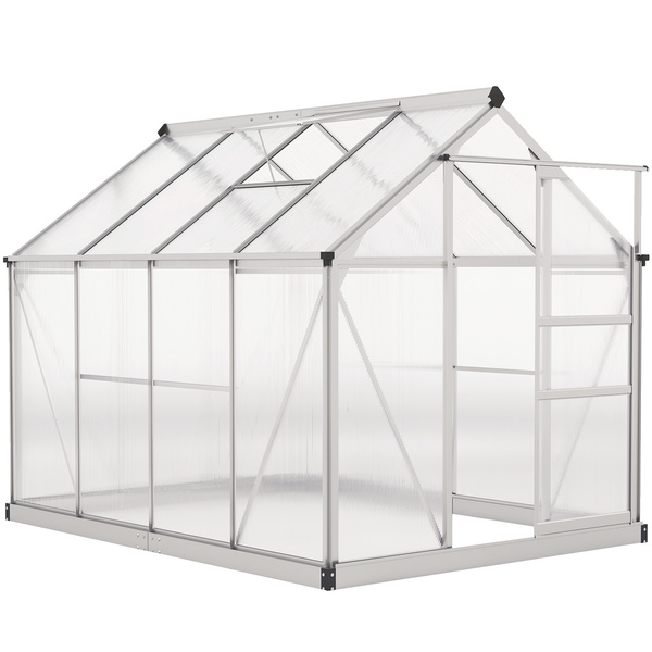 Outsunny 6 x 8ft Walk-In Greenhouse, with Sliding Door - Clear