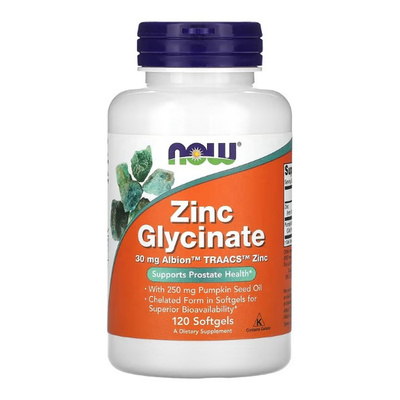 Now Foods Zinc Glycinate Wspomaga Układ Odpornościowy i Zdrowie Skóry 120 Kapsułek
