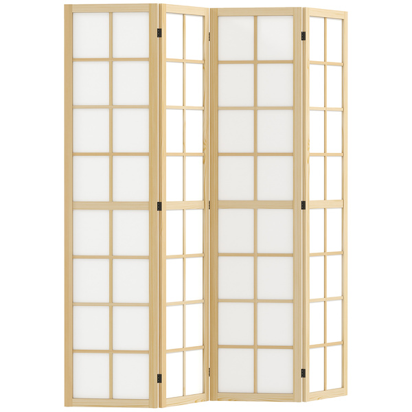 HOMCOM 4 Panel Folding Room Divider, Freestanding Room Separator, Indoor Privacy Screen for Living Room, Bedroom, 160 x 170cm