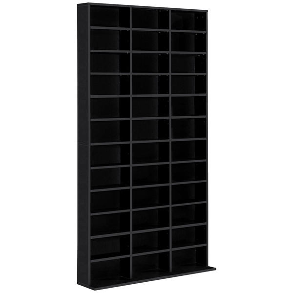 HOMCOM 1116 CD/ 528 DVD Storage Unit, Media Storage Shelf, Wooden Display Unit with Adjustable Shelves, 102 x 195 cm, Black