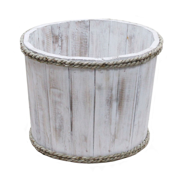 Small Wooden Storage Tub – Whitewash