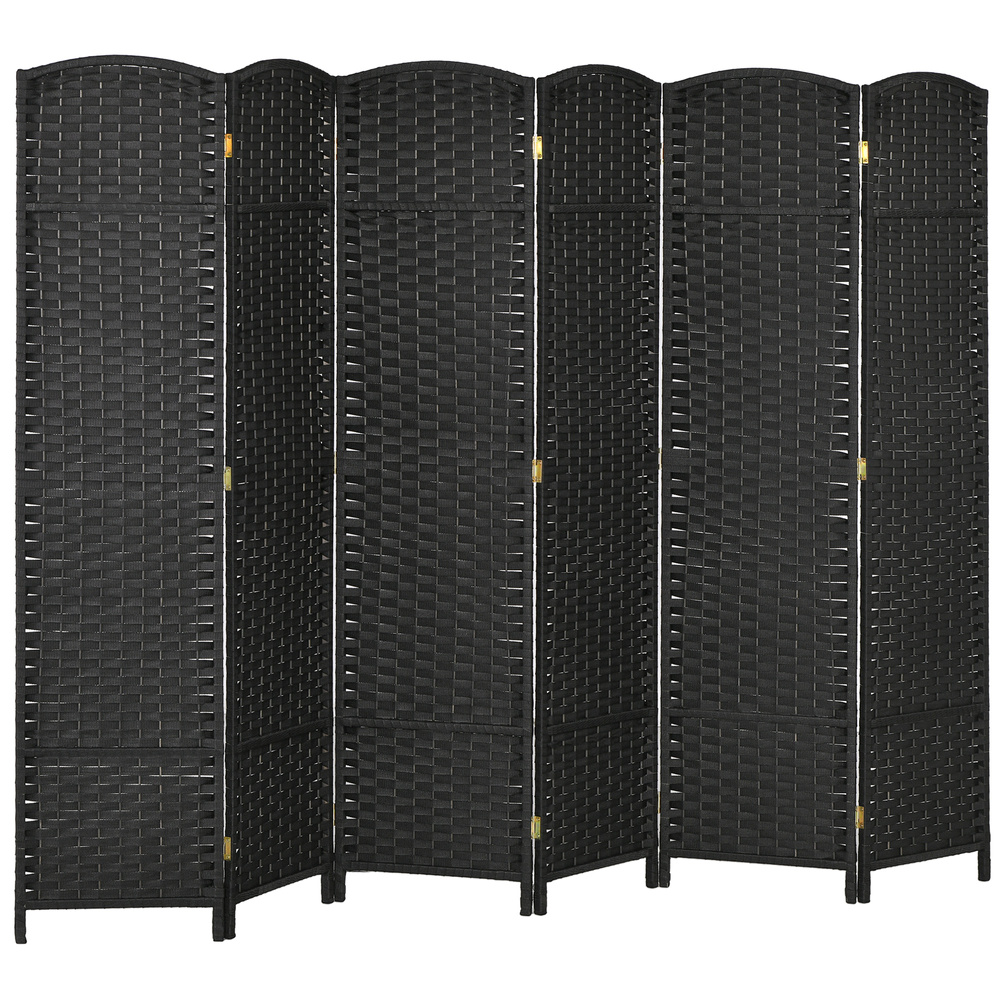 HOMCOM 6 Panel Folding Room Divider, Freestanding Privacy Screen for Living Room, Bedroom and Office, 240 x 170cm, Black