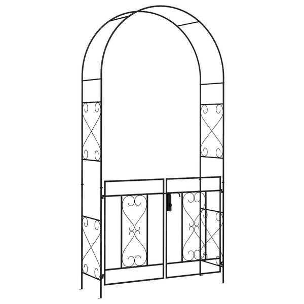 Outsunny Decorative Garden Arch, with Gate - Black