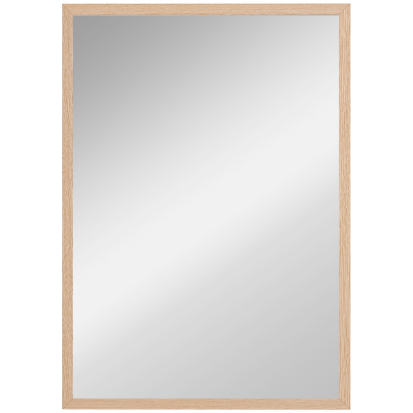 HOMCOM Wall Bathroom Mirror, 70 x 50 cm Wall-Mounted Mirror for Living Room, Bedroom, Hallway, Natural Wood