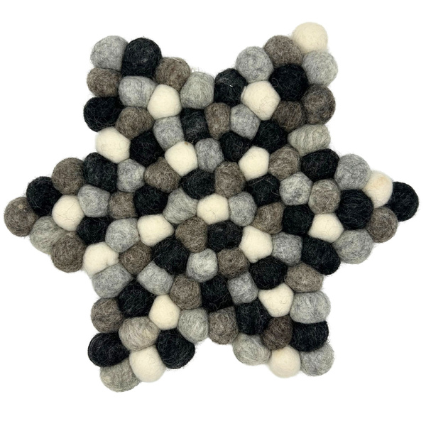Felt Ball Star Centre Mat - Multi Grey Colour