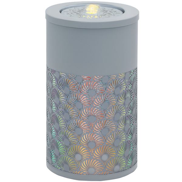 Outsunny 30 cm Tall Garden Waterfall Fountain with LED Lights and Pump, Garden Water Feature Water Fountain with Adjustable Flow and Cut-out Design for Indoor and Outdoor Decor, Light Grey