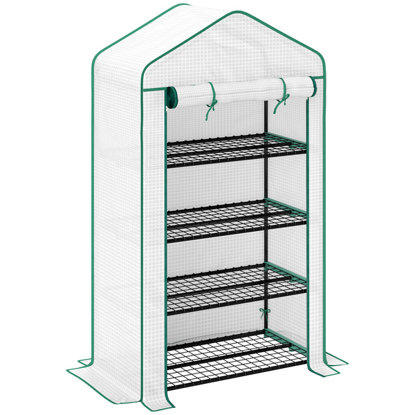 Outsunny Four-Tier Mini Greenhouse, with Reinforced Plastic Cover
