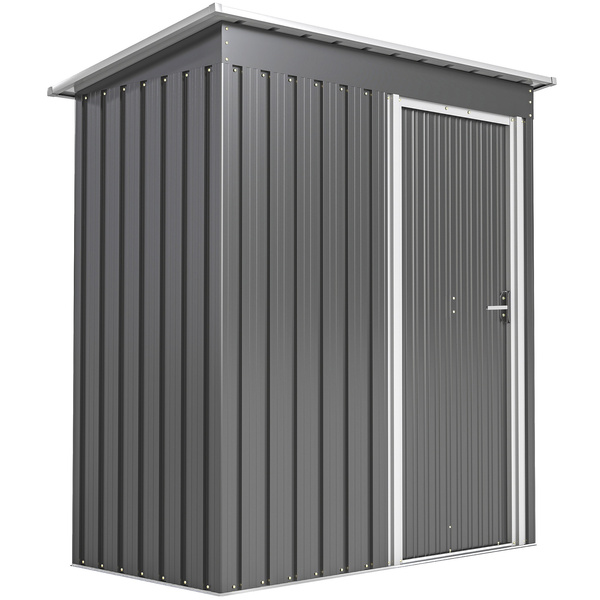 Outsunny 5 x 3ft Garden Storage Shed with Sliding Door and Sloped Roof Outdoor Equipment Tool, Light Grey