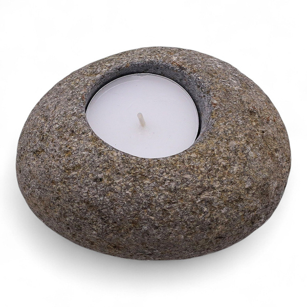 Natural Riverstone Candle Holder - Single Nightlight