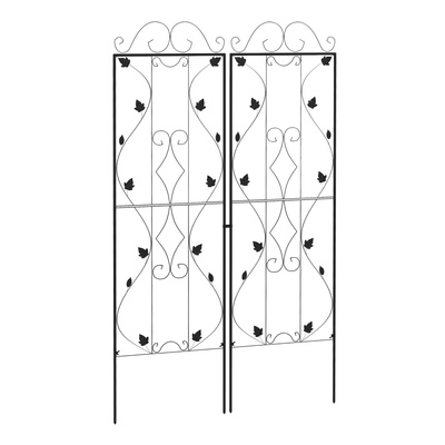 Outsunny Metal Trellis Set of 2, Garden Trellis for Climbing Plants Support Frames, Leaf Design