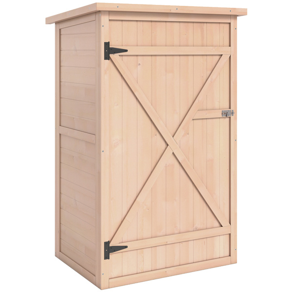 Outsunny Wooden Small Shed, Garden Storage Shed with Shelves and Bolt Latch, 75L x 56W x115H cm, Natural