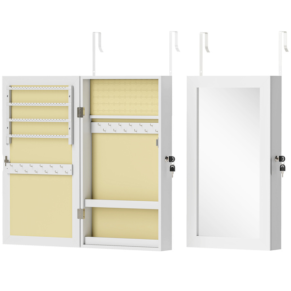 HOMCOM Jewelry Cabinet, Jewelry Storage Cabinet with Mirror, White