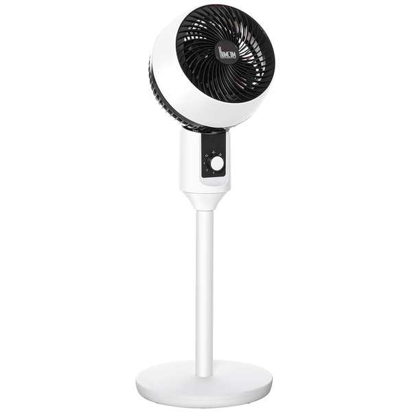 HOMCOM 9'' Air Circulator Fan 3 Speed, 70° Oscillation 90° Vertical Tilt, Carry Handle, Pedestal Fan, Pedestal Fan for Living Room, Bedroom, Office, White and Black