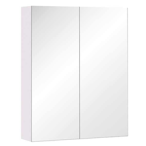 HOMCOM Bathroom Mirror Cabinet, 3-Tier Wall Mount Bathroom Storage Cabinet with Soft-Close Hinges and Adjustable Shelf, Double Door Cupboard, 60 x 15 x 75 cm, White