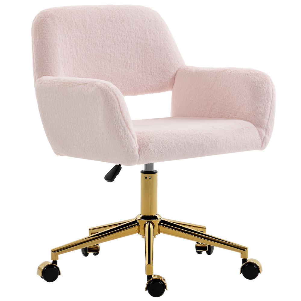 HOMCOM Faux Fur Rabbit Chair - Light Pink