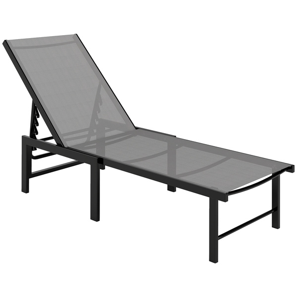 Outsunny Reclining Sun Lounger - Grey