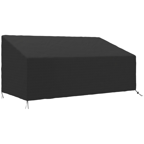 Outsunny 600D Oxford Cloth Garden Furniture Cover Waterproof, 3 Seater Sofa Protector for Patio, Outdoor, Black, 218 x 111 x 63-101 cm