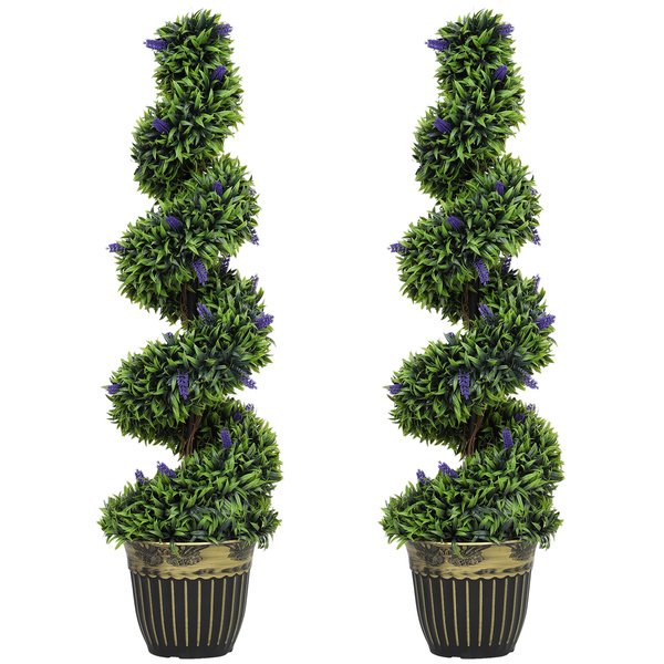 HOMCOM Set of Two 115cm Artificial Lavender Trees