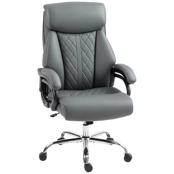 HOMCOM Super Padded Faux Leather Office Chair - Charcoal Grey