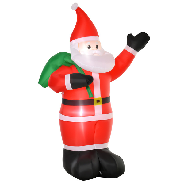 HOMCOM 8ft Christmas Inflatable Santa Holiday Garden Decoration, Indoor Outdoor Lawn Blow Up Decor