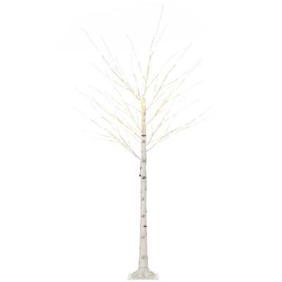 HOMCOM 6ft Artificial White Birch Tree Light with Warm White Pre-Lit LED Light for Indoor and Covered Outdoor Use