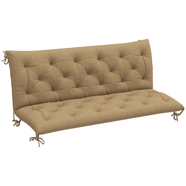 Outsunny Three-Seater Bench Cushion - Khaki