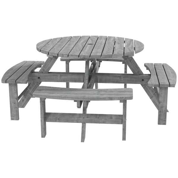 Outsunny 8-Seater Wooden Picnic Set-Fir Wood