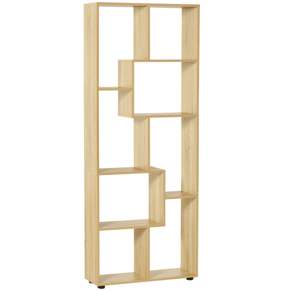 HOMCOM Bookshelf, Tall Bookcase, Modern Room Divider, 8 Cube Storage Unit, Freestanding Storage Shelf for Living Room, Bedroom, Home Office, 70 x 24 x 178 cm, Natural