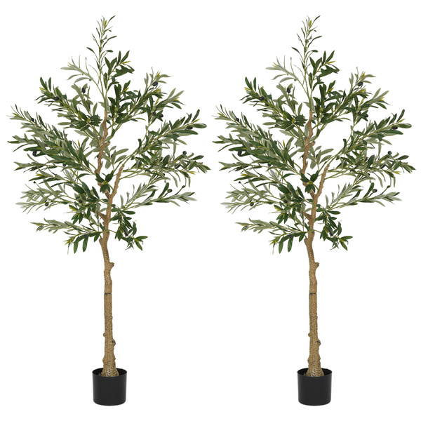 HOMCOM Set of Two Silk Leaf Artificial Olive Trees
