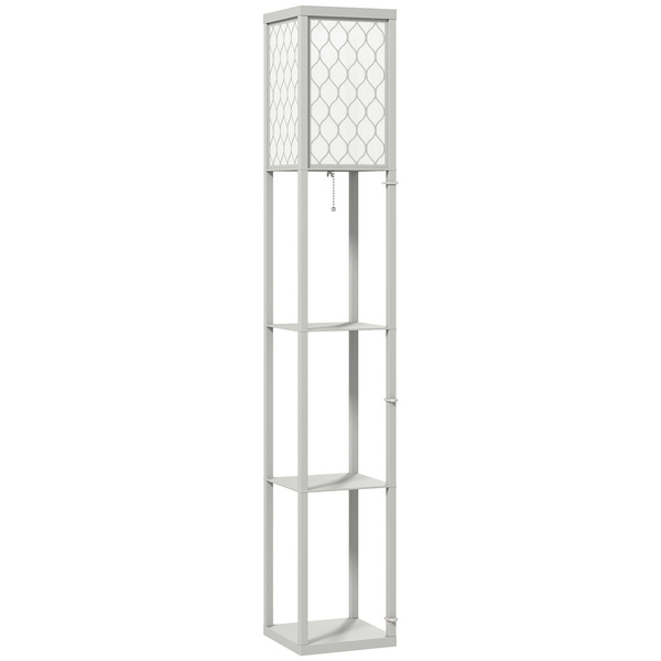 HOMCOM Three-Shelf Standing Lamp - Grey/White