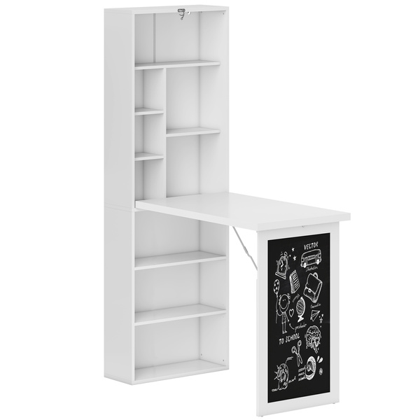 HOMCOM 3-in-1 Fold-Out Work Desk - White