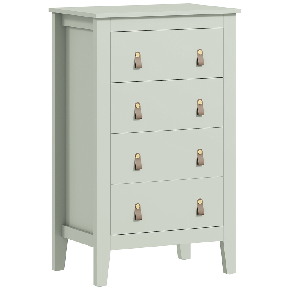 HOMCOM Bedroom Chest of Drawers, Modern 4 Drawer Dresser Cabinet with PU Leather Handles and Metal Runners for Living Room, Hallway, Entryway, 60 x 40 x 98 cm, Green