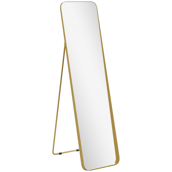 HOMCOM 40 x 160 cm Rectangular Full Length Mirror - Gold Tone