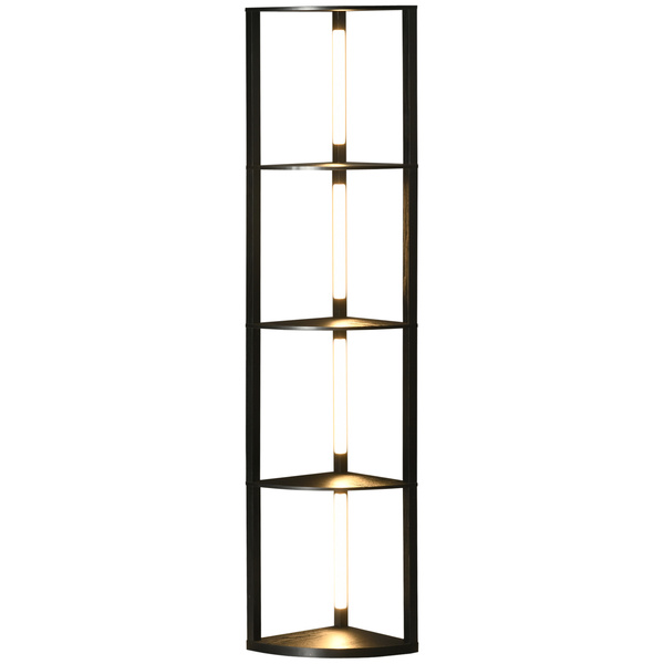 HOMCOM Corner Floor Lamp for Living Room Bedroom with Dimmable Warm White LED Light, Modern Tall Standing Lamp, Black