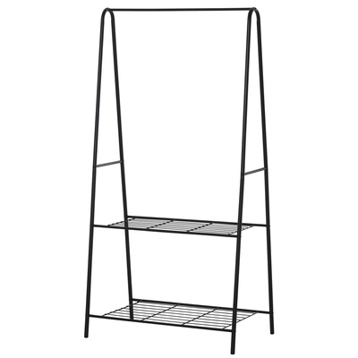 HOMCOM Metal Clothes Rack Coat Garment Hanger Hallway Organiser Hanging Rail Stand 2-tier Shoe Shelving A Shaped 77L x 45W x 153H cm Black