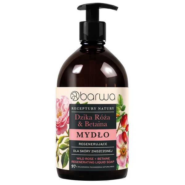 Barwa Receptury Natury Regenerujące Mydło w Płynie Dzika Róża Betaina dla Skóry Zniszczonej 480ml