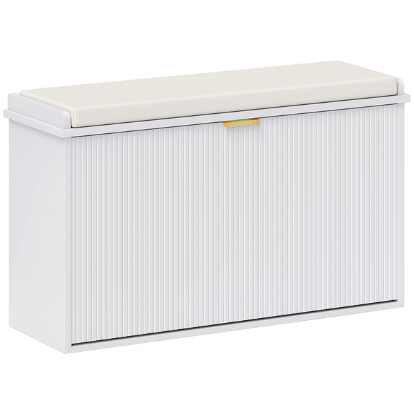 HOMCOM Elegant Eight Shoe Bench, with Top Seat - White