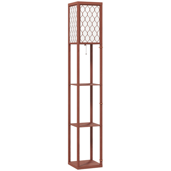 HOMCOM Three-Shelf Standing Lamp - Brown/White