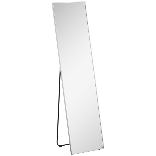 HOMCOM Full Length Mirror Wall-Mounted, 160 x 40 cm Freestanding Rectangle Dressing Mirror for Bedroom, Living Room, Silver Frame