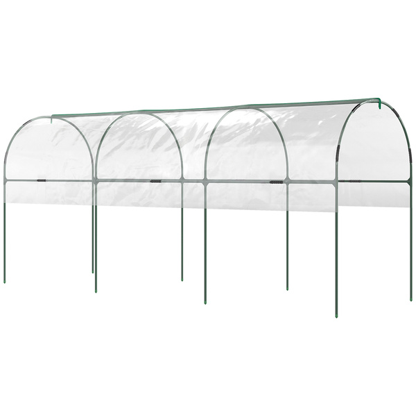 Outsunny Tunnel Tomato Greenhouse with 4 Hoops and Top Tap, Pointed Bottom and Guy Ropes, 400 x 123 x 171 cm, Clear