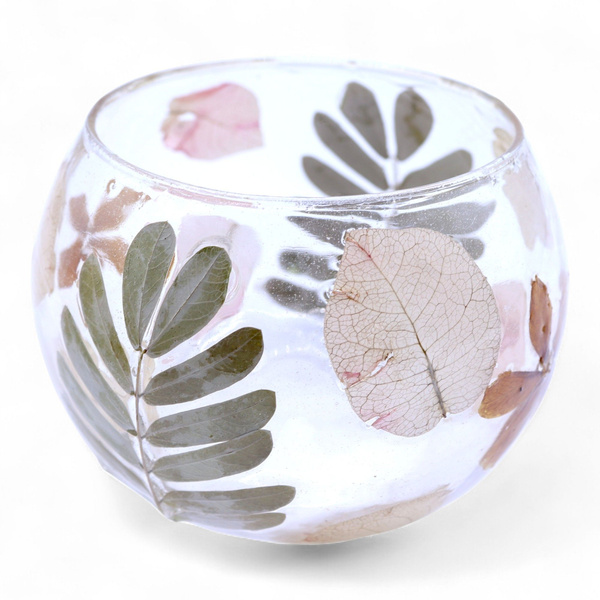 Natural Floral Glass - Bowl Candle Holder - Primavera  - (8x10cm)