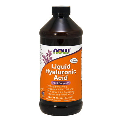 NOW Foods Płynny Kwas Hialuronowy 100 mg z Witaminą D Aminokwasami i Ksylitolem Elastyczność Stawów i Promienna Skóra 473ml