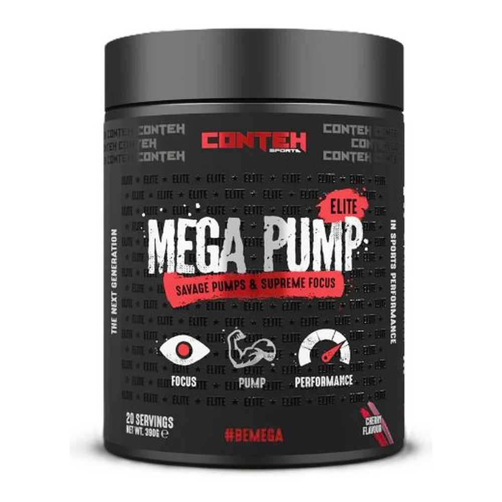 Conteh Sports Mega Pump Elite Przedtreningówka bez stymulantów w proszku, Wiśnia 390g