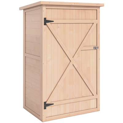 Outsunny Wooden Small Shed, Garden Storage Shed with Shelves and Bolt Latch, 75L x 56W x115H cm, Natural