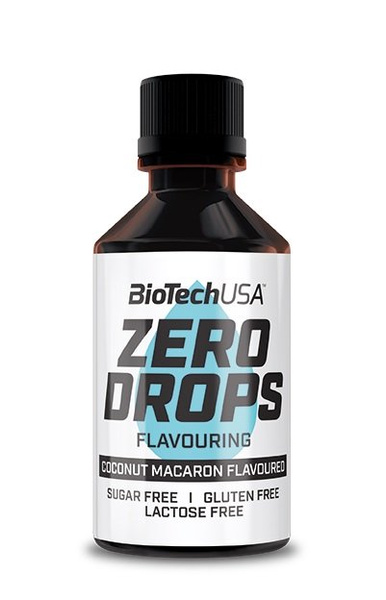 BioTechUSA Zero Drops Kokosowy Makaronik Krople Smakowe Bez Cukru Do Aromatyzowania Żywności i Napojów 50ml