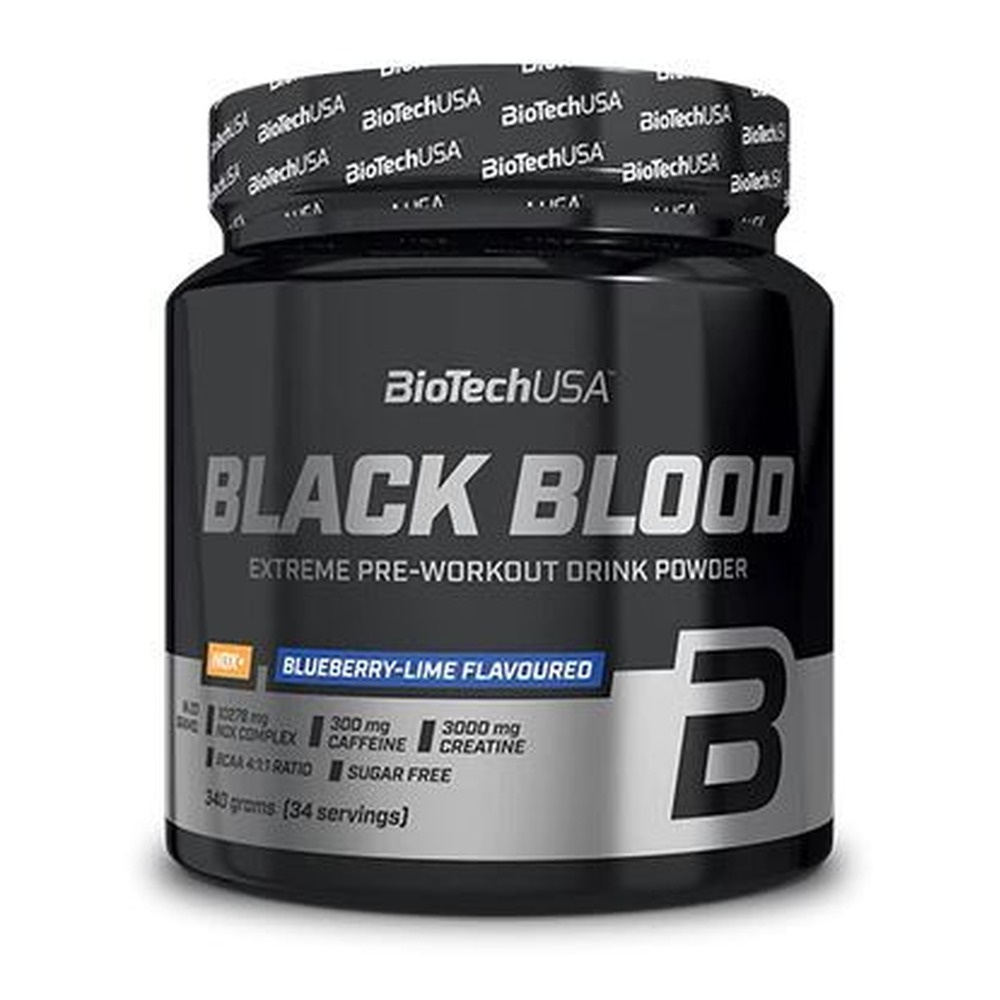 BioTechUSA Black Blood NOX+ Przedtreningówka Jagoda Limonka Na Intensywne Treningi 340g