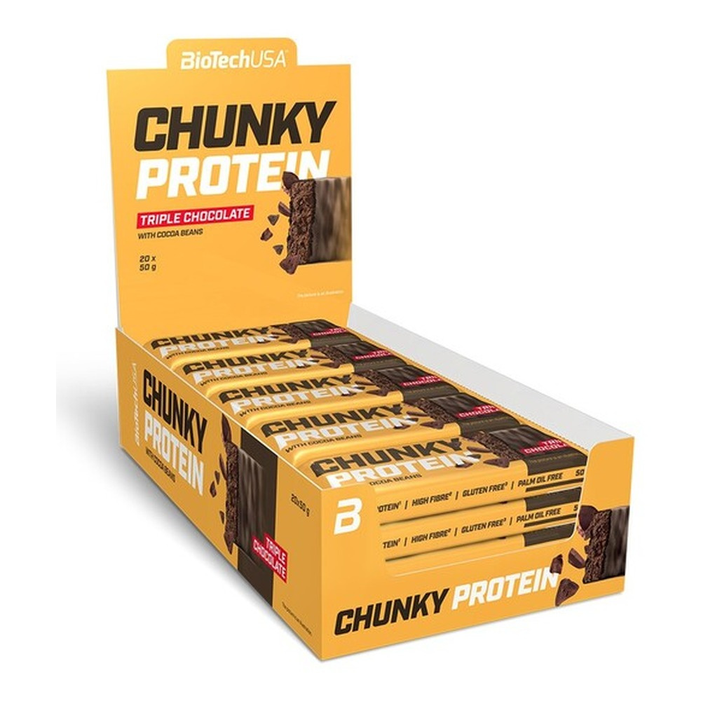 BioTechUSA Chunky Protein Bar Baton proteinowy, Potrójna czekolada 20 x 50g