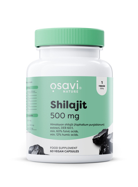 Osavi Shilajit 500mg Standaryzowany Ekstrakt na Kwasy Fulwowe i Huminowe 60 Kapsułek