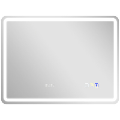 HOMCOM 80 x 60 cm Bluetooth Bathroom Mirror - Silver-Tone
