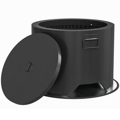Outsunny Outdoor Round Fire Pit with Lid and Fire Poker - Black